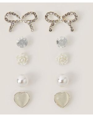 Monsoon 5-pack Bow & Pearl Stud Earrings - Natural