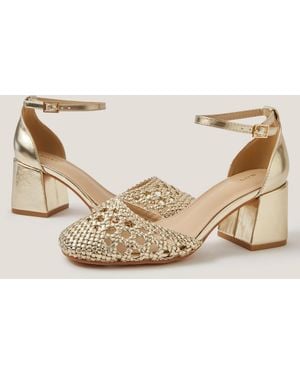 Monsoon Braided Closed Toe Block Heels - Natural