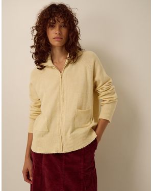 Monsoon Zoe Zip Cardigan Yellow - Natural