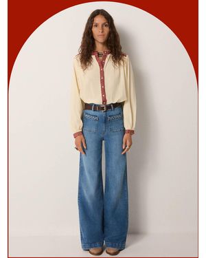 Monsoon Maison Hotel Charlotte Embroidered Blouse White - Blue