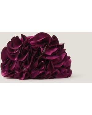 Monsoon Mindy Corsage Satin Clutch Bag - Purple