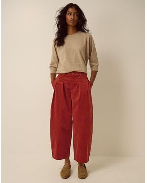 Monsoon Mabel Corduroy Barrel Leg Trousers Cognac - Red