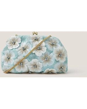 Monsoon Mara Appliqué Flower Clutch - Blue
