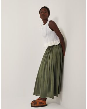Monsoon Bethany Crinkle Midi Skirt - Green
