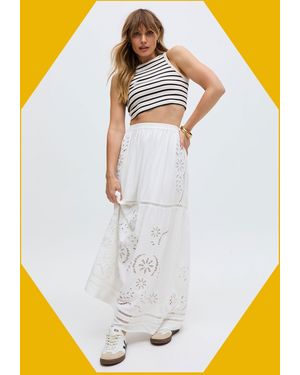 Monsoon Raffya Georgina Cotton Maxi Skirt Cream - White