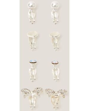 Monsoon 4-pack Bow & Pearl Clip On Earrings - Natural