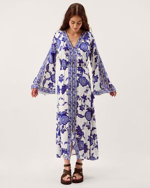 Monsoon Gloria Floral Maxi Beach Dress - Blue