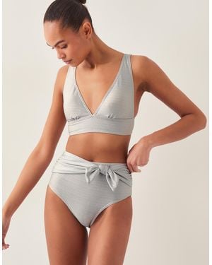 Monsoon Kiki Glitter High Waist Bikini Bottom Silver - White