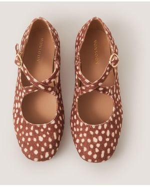 Monsoon Dana Bambi Mary Jane Ballet Flats Natural - Brown