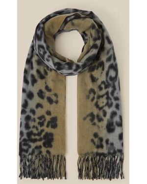 Monsoon Archi Animal Print Tassel Scarf Grey