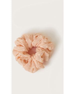 Monsoon Polka Dot Texture Hair Scrunchie - Natural