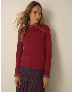 Monsoon Cleo Check Frill Jumper Red