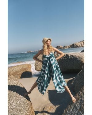 Monsoon Malia Artisanal Print Culotte Jumpsuit Teal - Blue