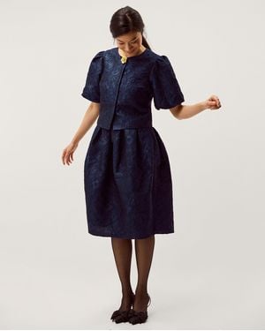 Monsoon Juliana Floral Puff Jacket - Blue