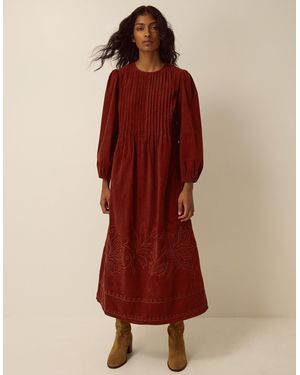 Monsoon Joyce Corduroy Midi Dress - Red