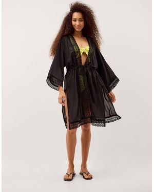 Monsoon Cecelia Lace Trim Beach Cover Up - Black