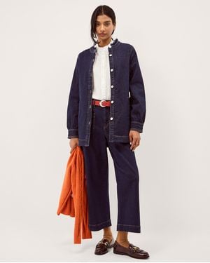 Monsoon Louisa Longline Frill Denim Jacket Blue