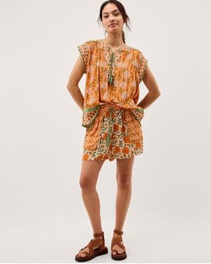 Monsoon Carris Floral Scallop Shorts Orange