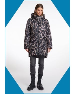 Monsoon Rino & Pelle Lune Leopard Print Padded Coat Leopard - Blue