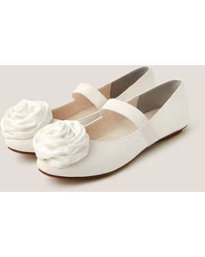 Monsoon Rosette Strap Ballet Flats Ivory - Natural