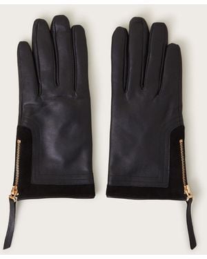 Monsoon Vera Leather Zip Gloves Black