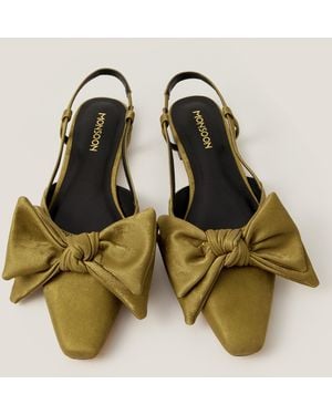 Monsoon Ana Bow Faux Suede Slingback Flats Green