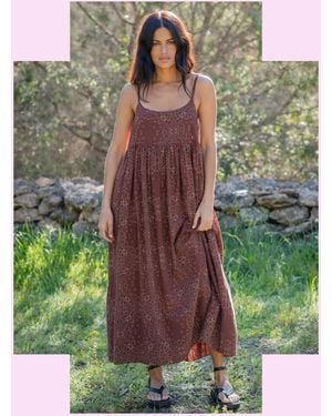 Monsoon Lyrical Sisters Vidhi Print Maxi Dress Brown - Green