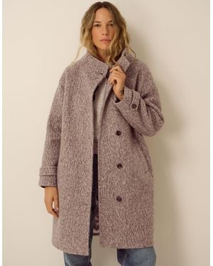 Monsoon Belle Funnel Neck Bouclé Coat Mink - Brown