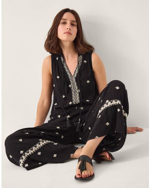 Monsoon Samara Embroidered Tank Top - Black