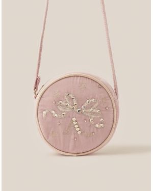 Monsoon Embellished Velvet Initial Crossbody Bag Pink