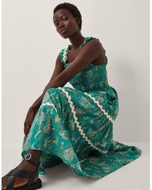 Monsoon Saoirse Floral Smocked Maxi Dress - Green