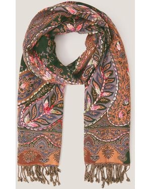 Monsoon Anne Embroidered Paisley Print Scarf