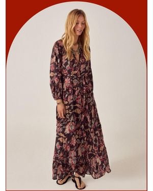 Monsoon Maison Hotel Louise Paisley Print Maxi Dress Black - Red