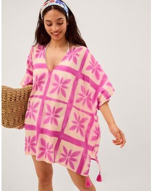 Monsoon Cayla Artisanal Print Mini Kaftan - Pink