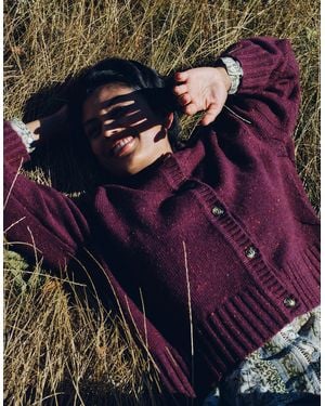 Monsoon East Zoya Crew Neck Cardigan Red - Purple