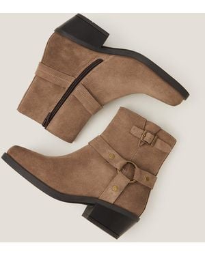 Monsoon Eden Suede Ankle Boots Brown - Natural