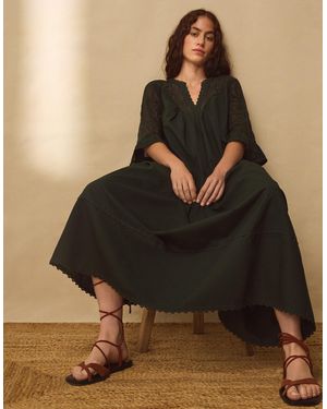 Monsoon East Theia Embroidered Lace Maxi Dress Green - Brown