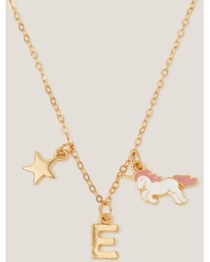 Monsoon Initial Unicorn Charm Necklace Pink - Natural