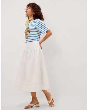 Monsoon Nicole Cotton Midi Skirt - White