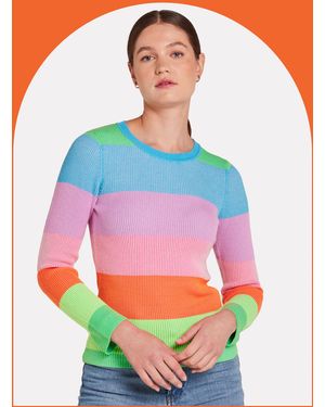 Monsoon Wispr Stripe Crew Neck Jumper Multi - Blue