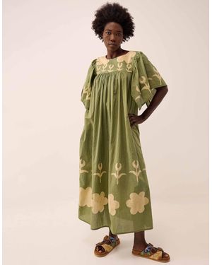 monsoon green floral dress East Darney Print Embroidered in Natural TREND SETTER