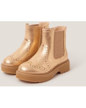 Monsoon Metallic Chelsea Boots Gold - Natural