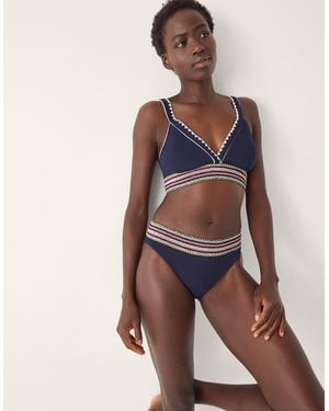 Monsoon Ria Embroidered Bikini Top Blue