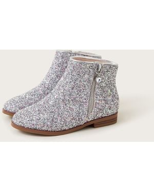 Monsoon Glitter Chelsea Boots Silver - White