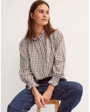 Monsoon Marlo Check Blouse Brown - Grey