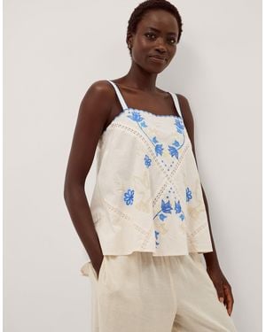 Monsoon Sophie Embroidered Top - Natural