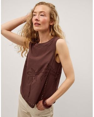 Monsoon Eden Palm Cutwork Tank Top Brown