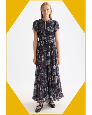 Monsoon Scotch & Soda Print Gathered Maxi Dress Blue