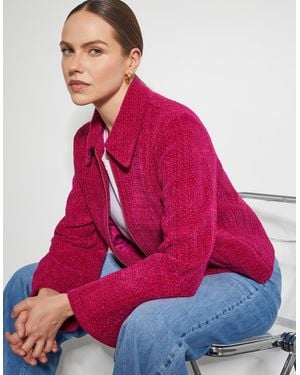 Monsoon Teagan Tweed Crop Jacket Pink - Red