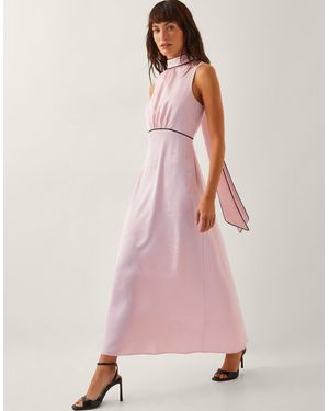 Monsoon Maeve Sleeveless Satin Midi Dress Pink